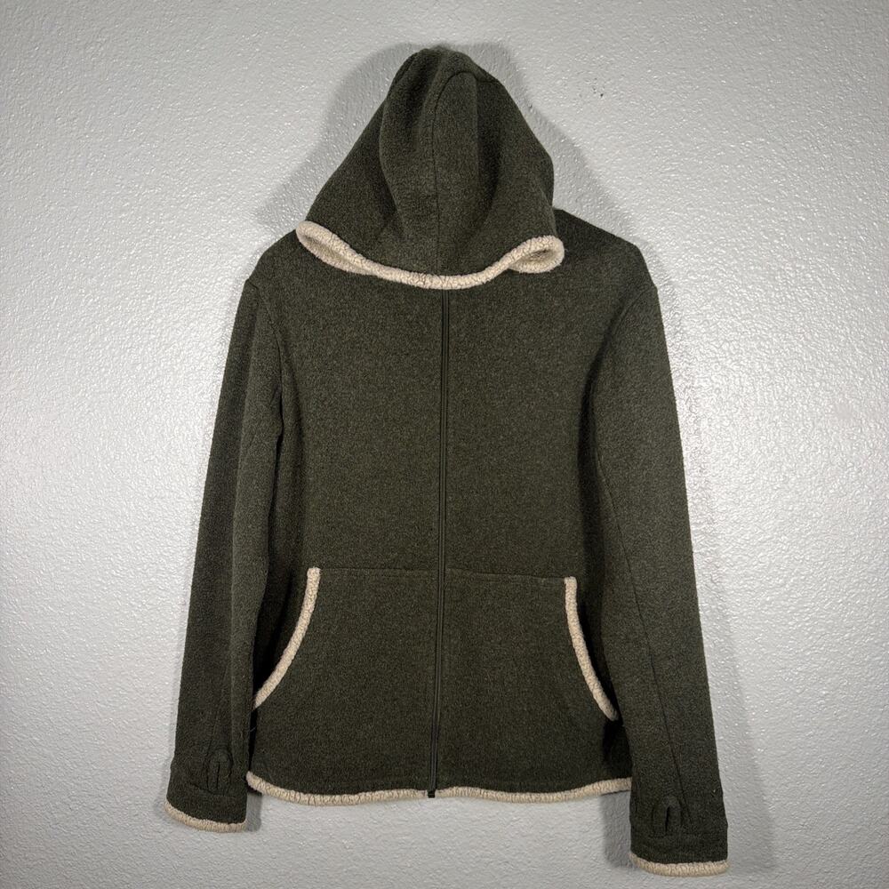 Kuhl Womens Size Large Alfpaca Fleece Green Cream Lined Full Zip Hoodie Jacket